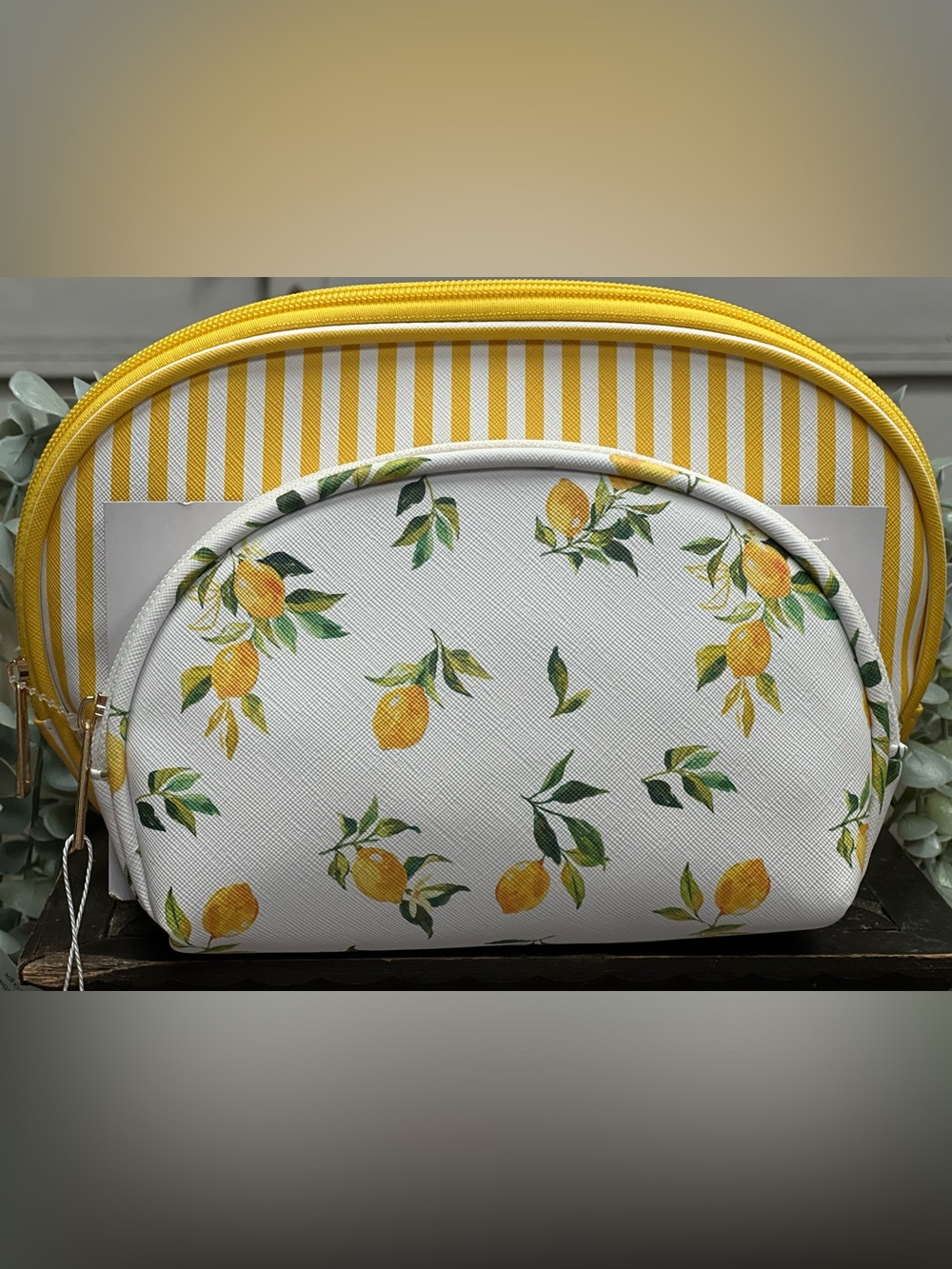 Lemon Print Cosmetic Bag